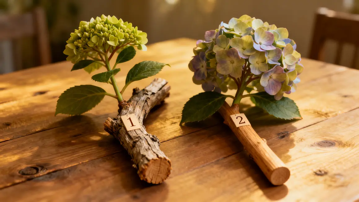 comparatif taille hortensias bois ancien et neuf
