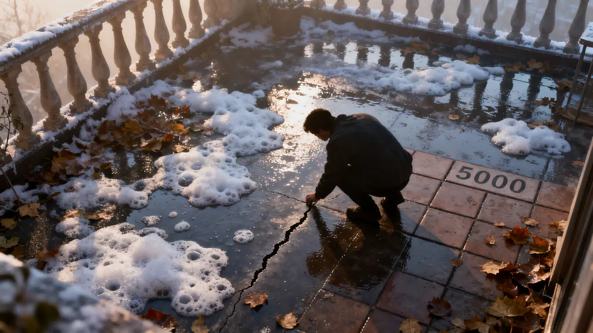 Inspection fissure terrasse mousse hiver