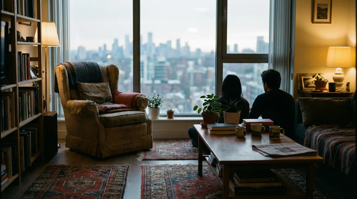 Appartement serein fauteuil lumiere douce convivialite