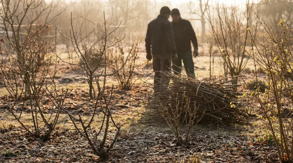 jardin en hiver avec bouturage et rameaux tailles