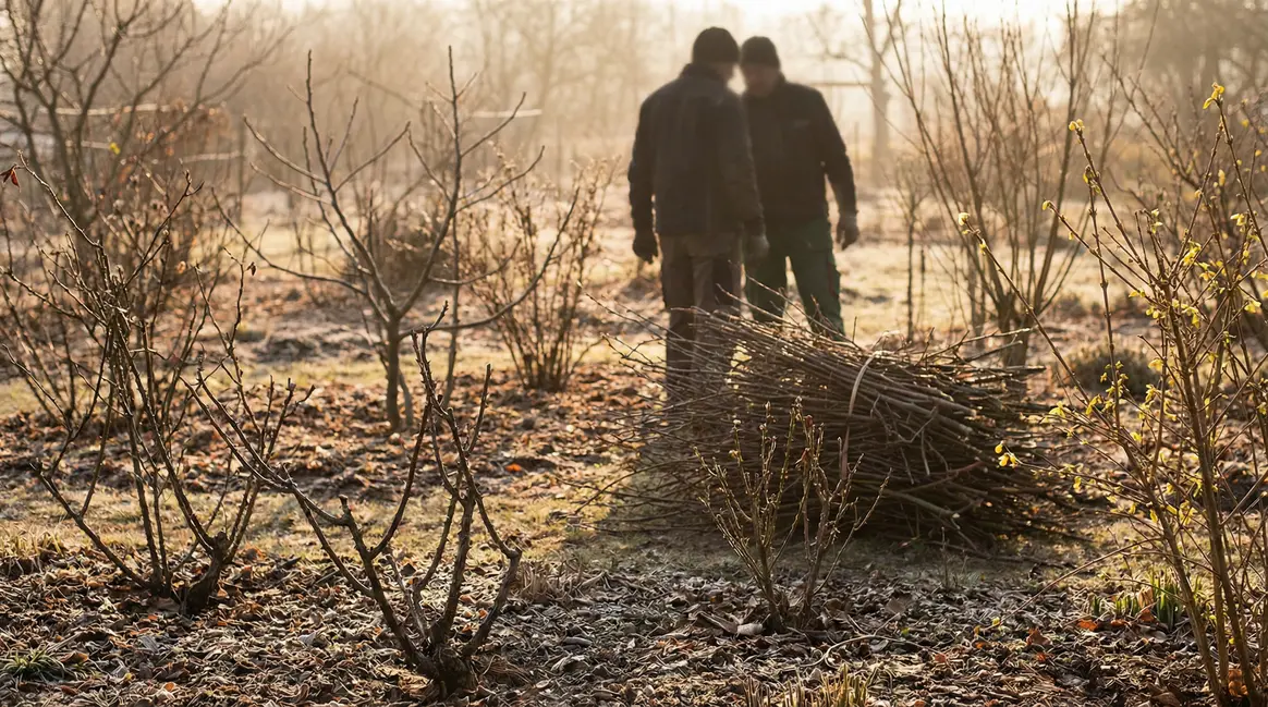 jardin en hiver avec bouturage et rameaux tailles