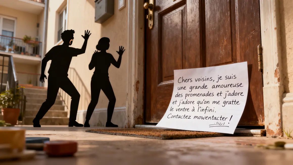 Lettre manuscrite de la chienne Stevie Ticks glissée sous une porte à Bristol