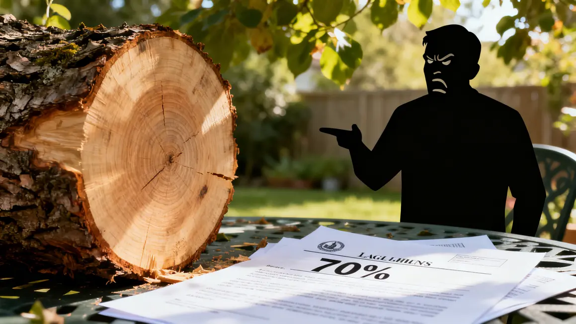 Voisin fâché coupe illégale arbre procès