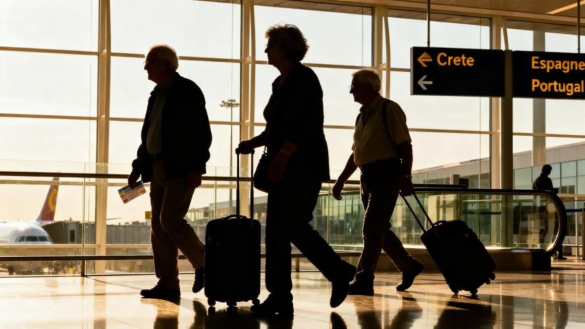 Seniors aeroport valises Mediterranee retraite soleil loyer accessible