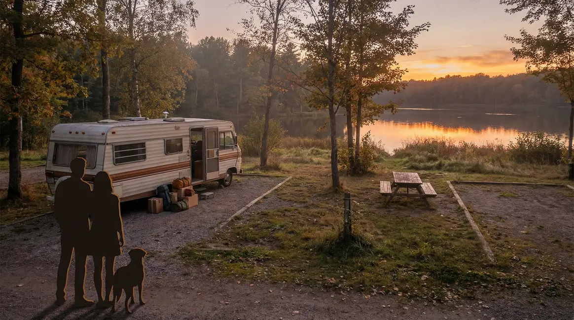 couple quittant mobil home lac des sapins