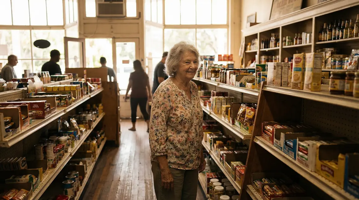 Muriel Connick debout en magasin Floride