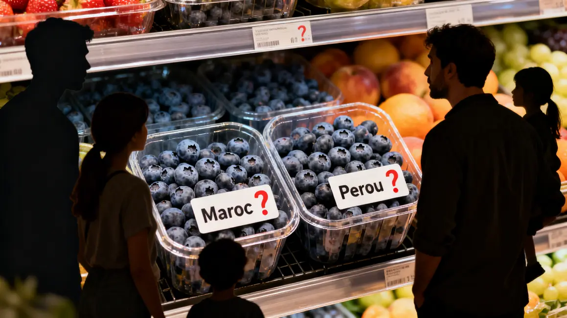 Barquettes de myrtilles, Maroc Pérou, traçabilité, familles perplexes
