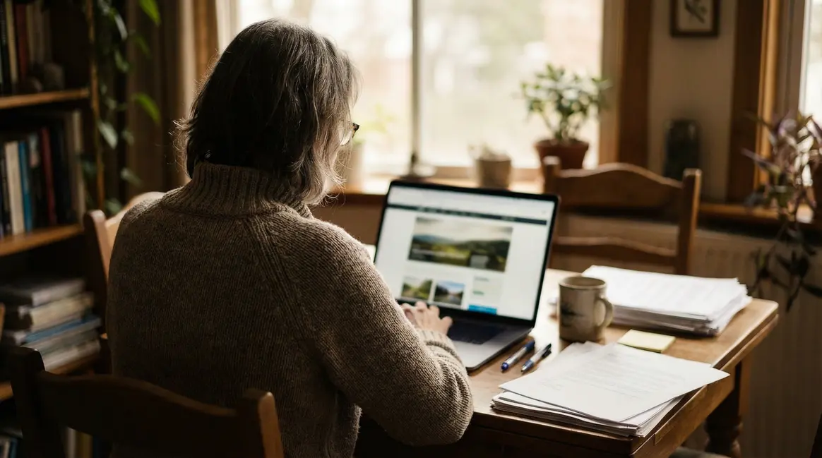 ordinateur sur site officiel retraite, documents stylos