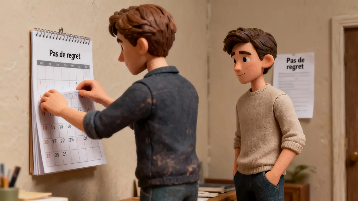 Deux personnes sans regret devant calendrier