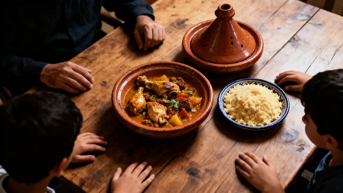 Table partagee plats traditionnels iftar ramadan