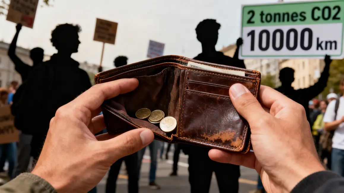 Portefeuille vide retraite pancarte CO2 voyage
