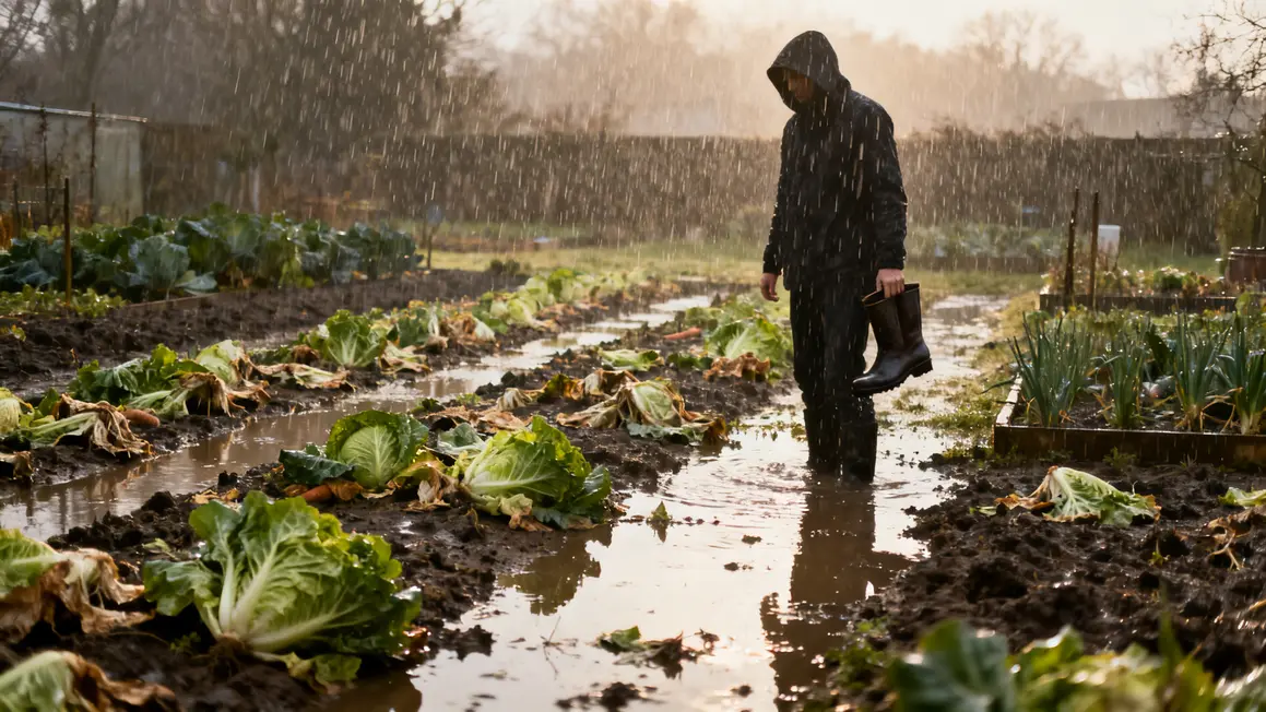 potager baie pluie sol détrempé salades