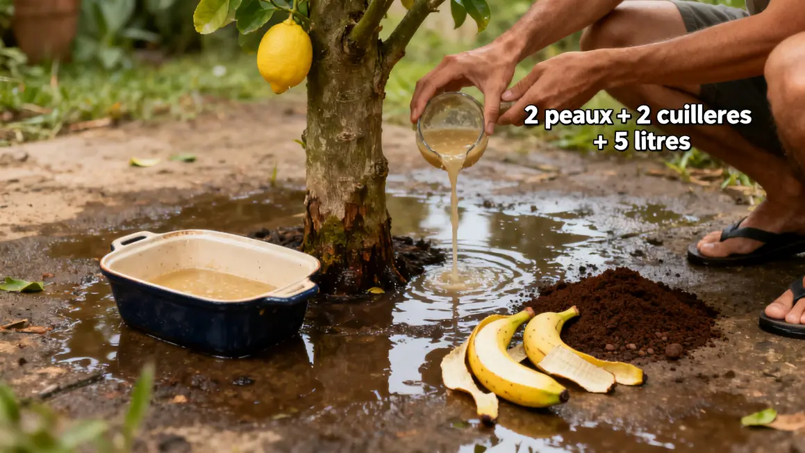 arrosage recette banane marc de cafe citronnier