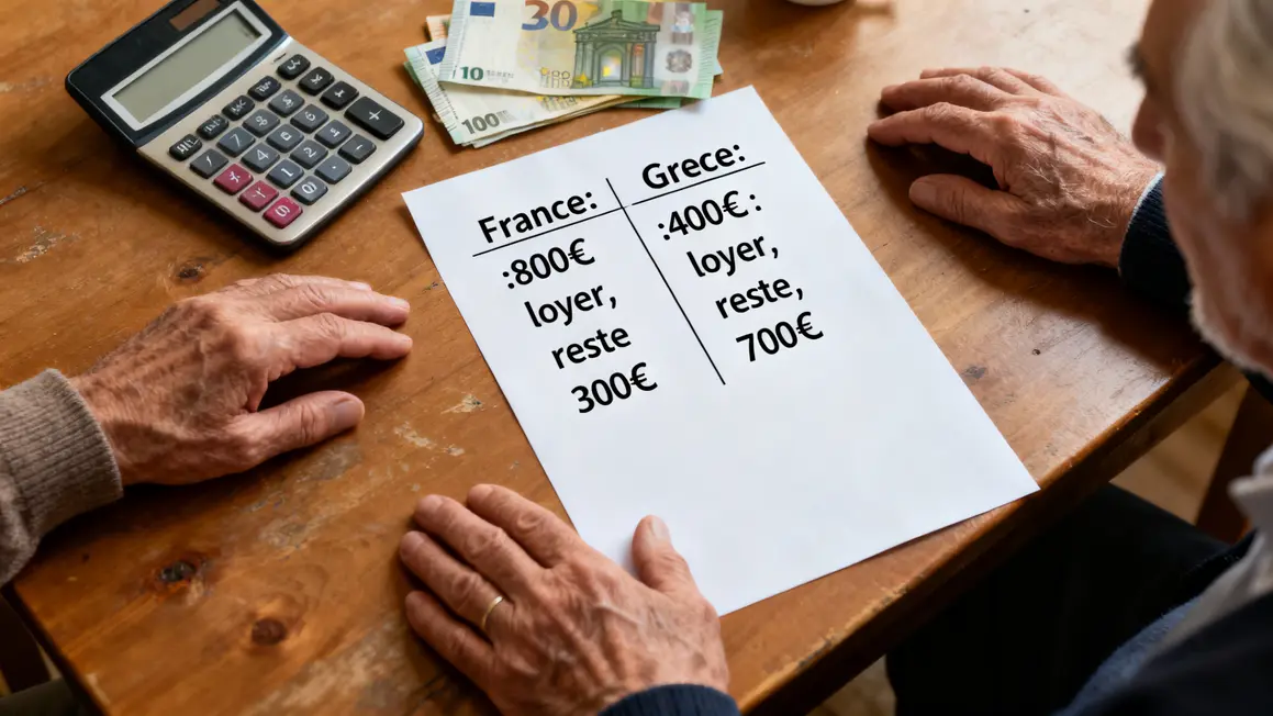 Graphique reste à vivre retraités France Grèce