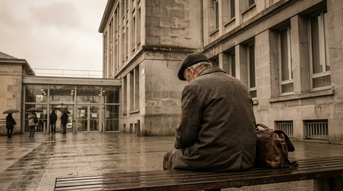 Homme 65 ans devant administration, attente retraite Châlons-en-Champagne