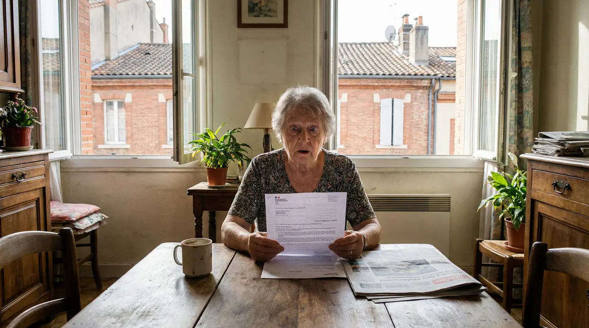 Retraitee ouvrant lettre administrative retraite Toulouse