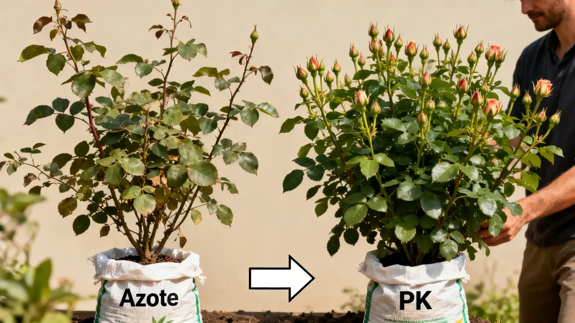 rosier faible azote vs sain pk nombreux boutons