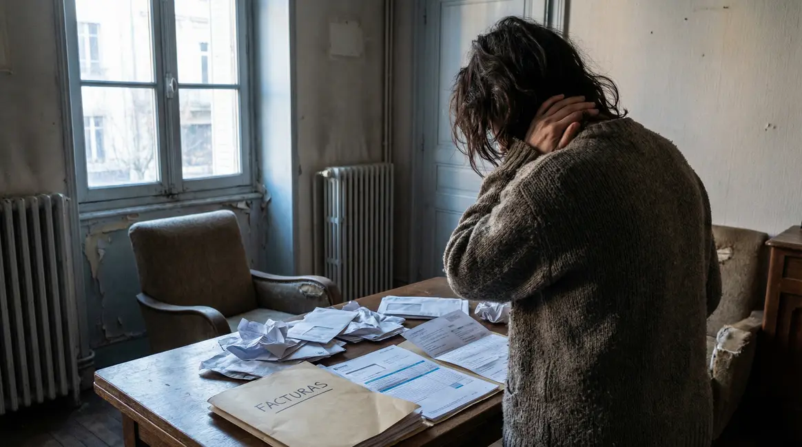 Femme anxieuse devant factures EHPAD Lyon