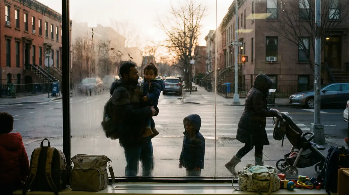 scene lever du jour creche urbaine parentalite