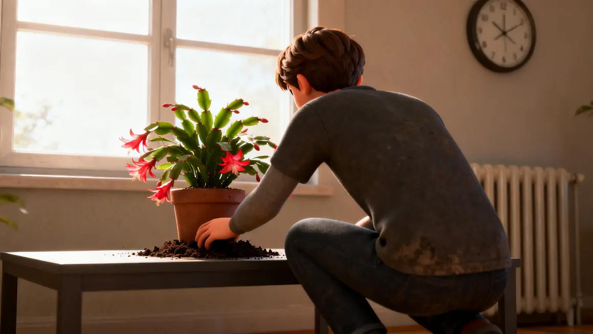 geste de patience cactus de Noël Schlumbergera