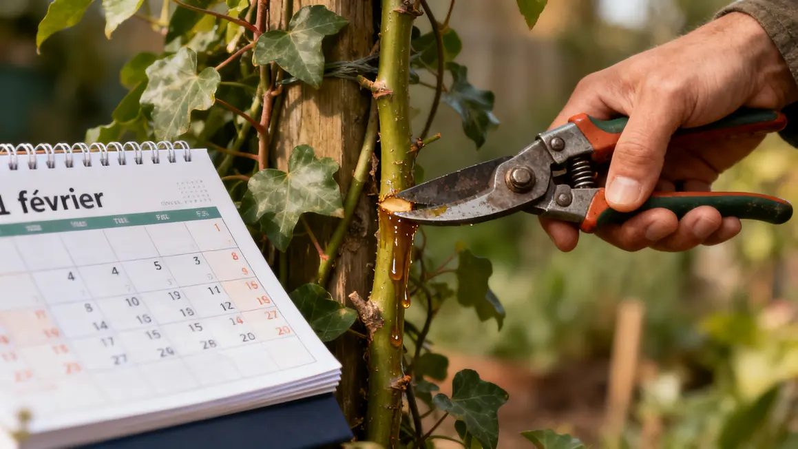 Main taille plante grimpante sève calendrier février