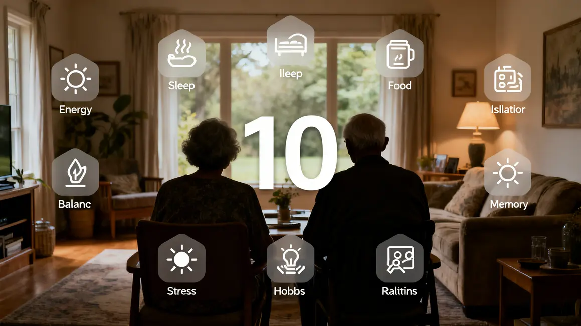 deux seniors salon pictogrammes signaux alerte