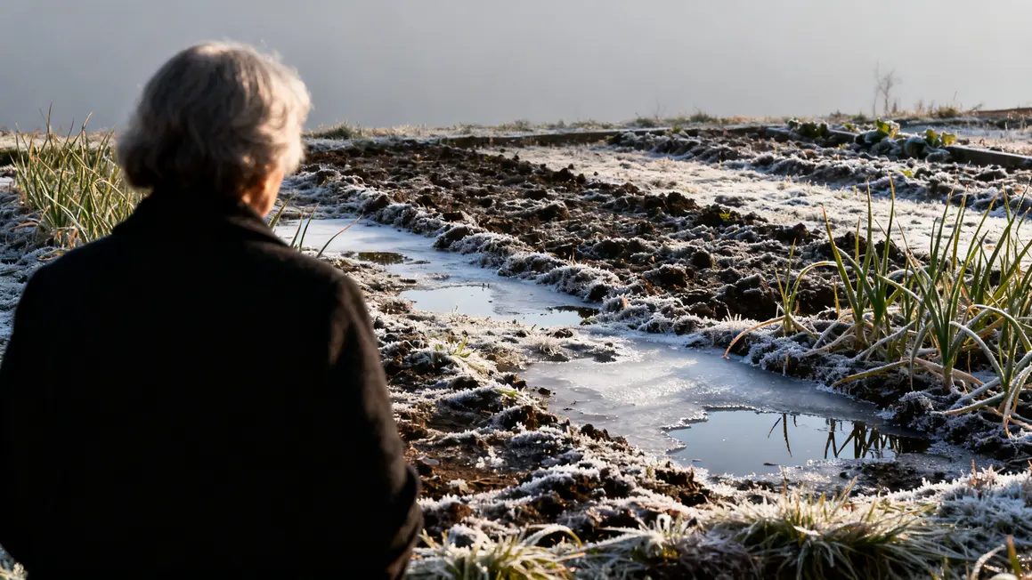 sol dur et gele au potager ambiance hiver
