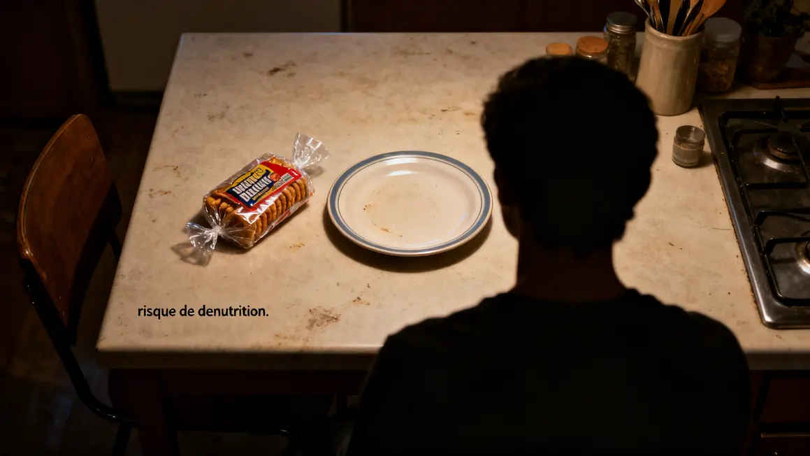 personne seule cuisine assiette vide dénutrition