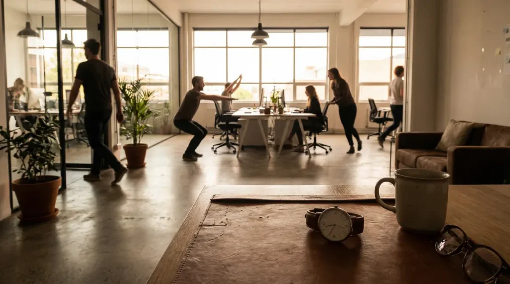 scene squats et marche bureau regle toutes les 45 minutes