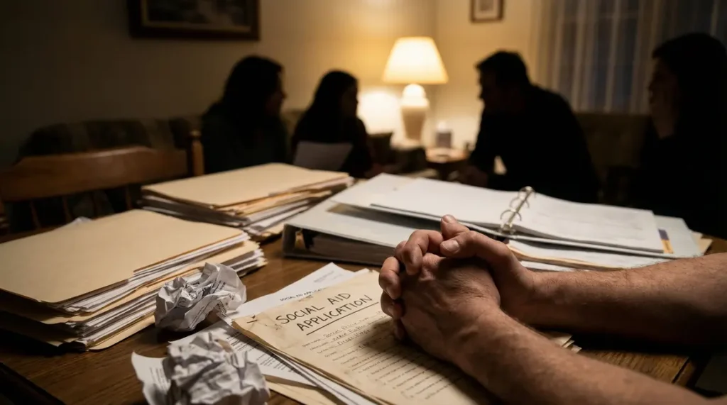 suspension aides sociales, famille inquiete, dossiers