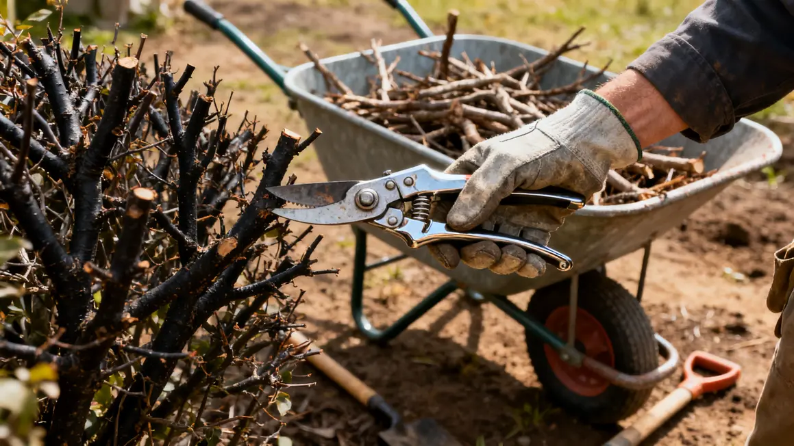 main secateur taille branche morte hiver