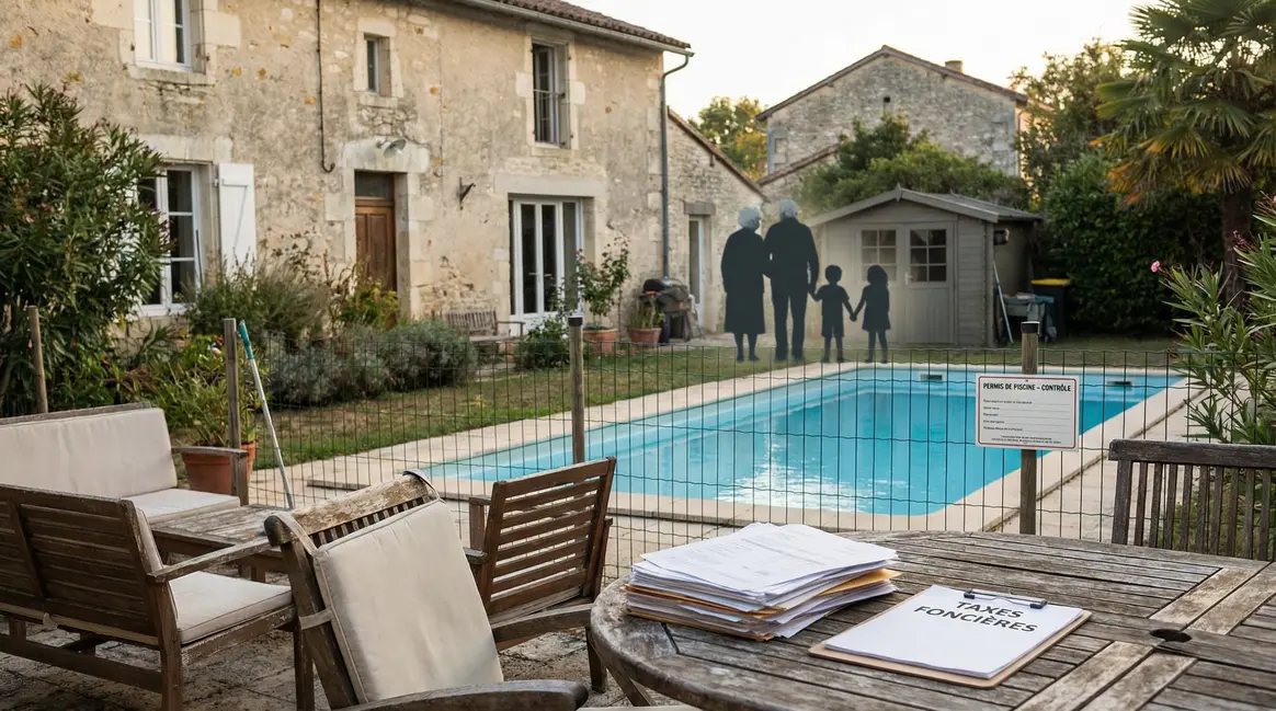 Vue maison familiale piscine pression fiscale