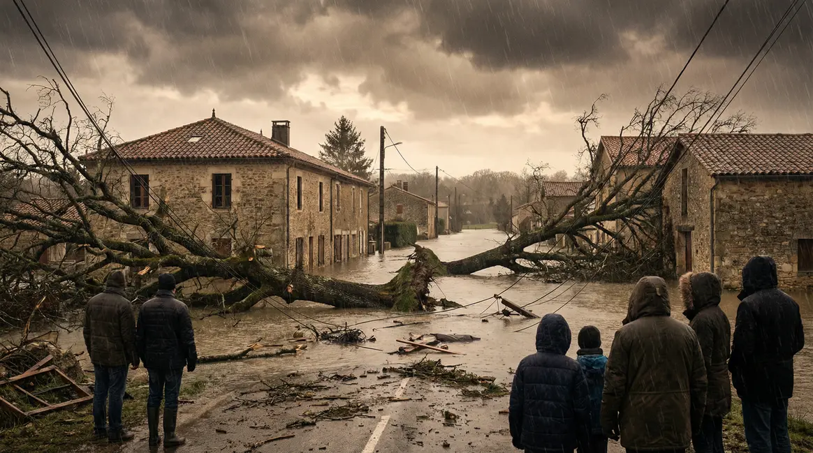 Tempête Nils France inondations maisons arbres vent