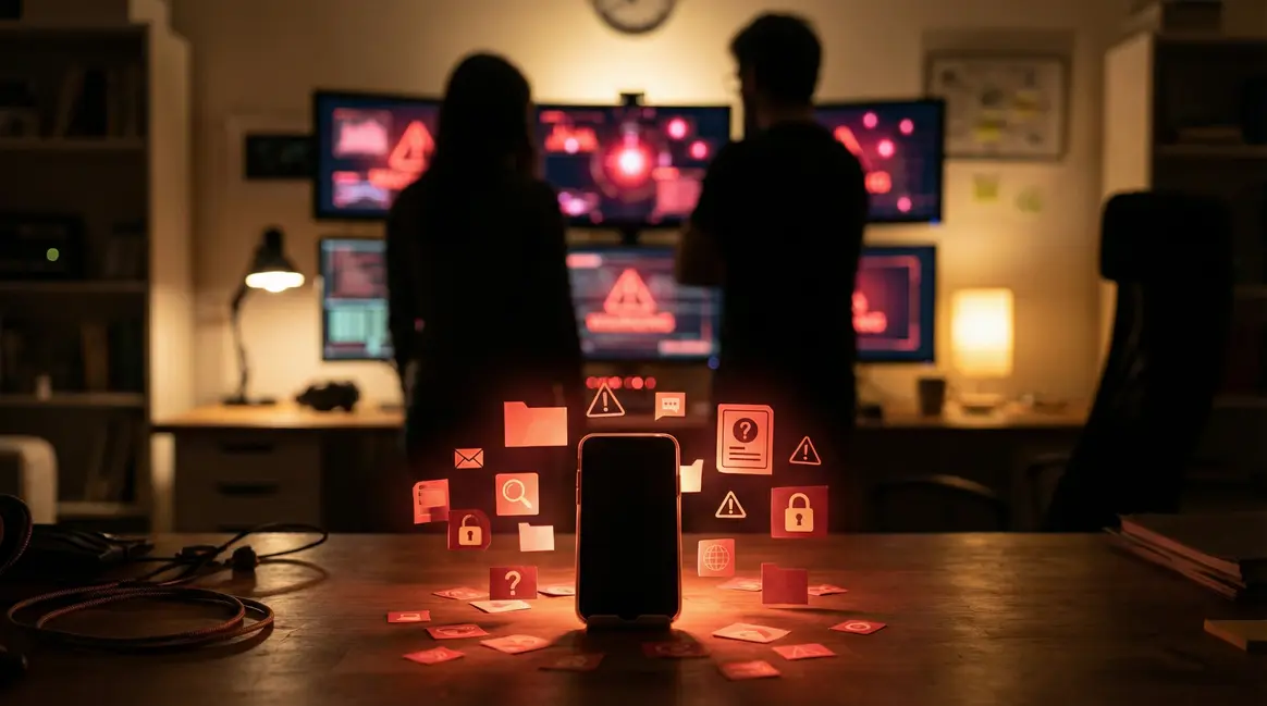 Silhouettes et smartphone menacés usurpation identité telecom