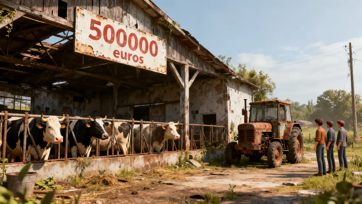 ferme laitiere laval enclos abime tracteur rouille vaches