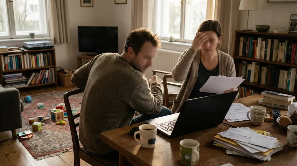 Famille devant ordinateur, doute versement familial universel