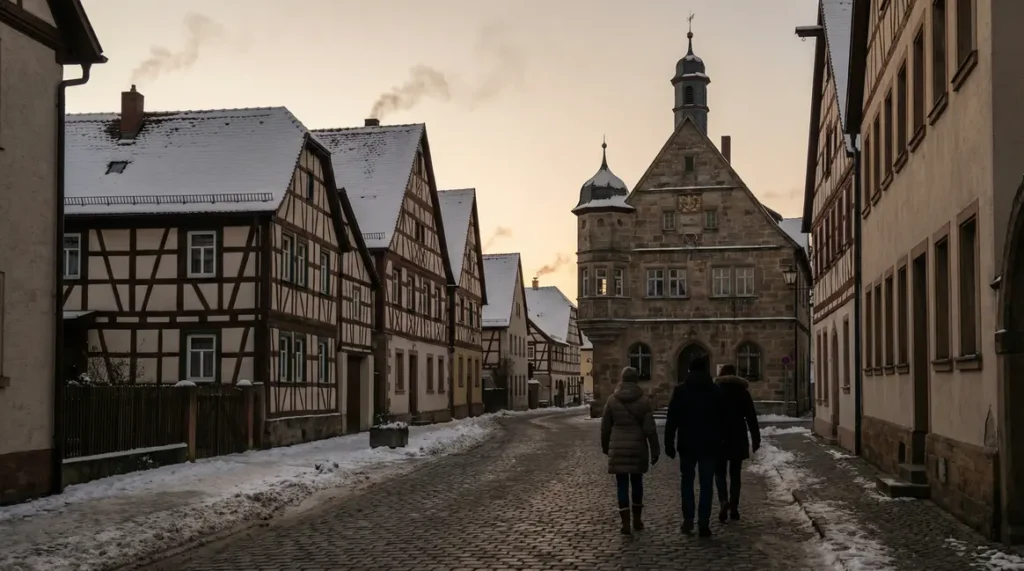 village bavarois hivernal scene solitude