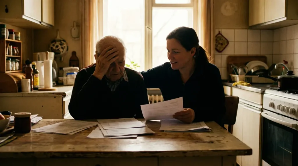 Aidant familial retraité table papiers administratifs