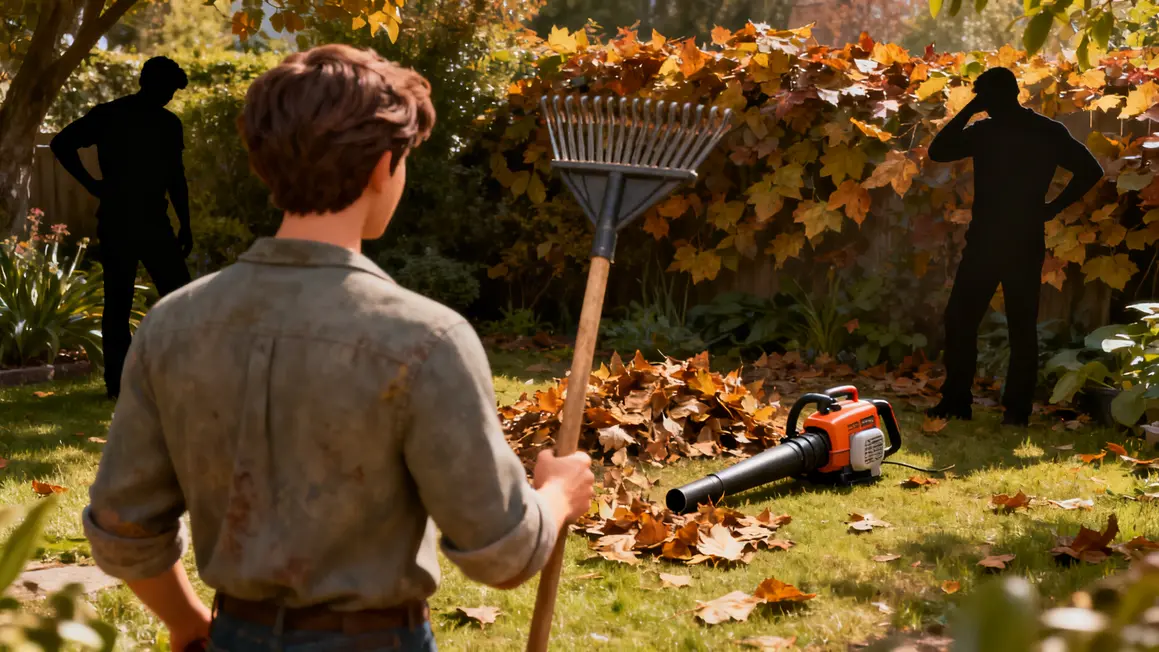 Aidant avec rateau et broyeur aspirateur Mountfield