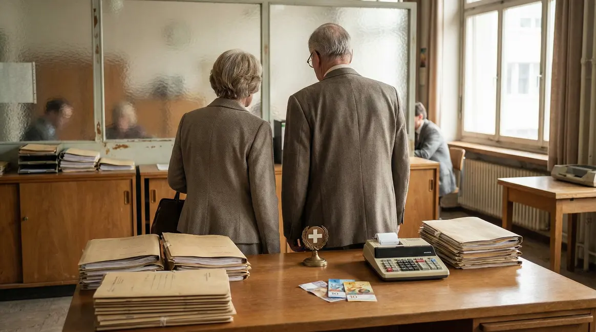 Couple seniors et documents sur aides sociales suisses