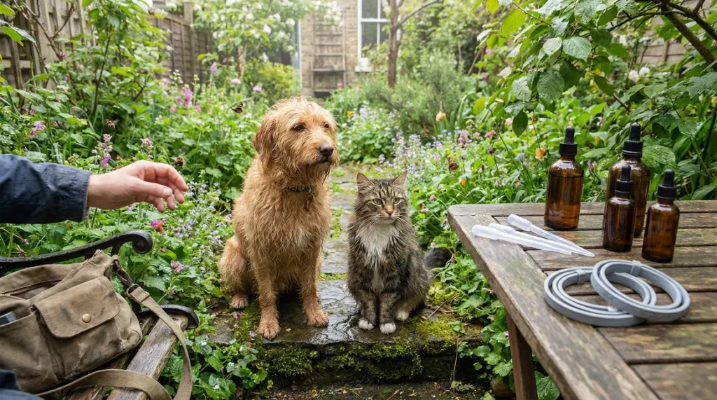 Chien chat antiparasitaire abeilles papillons jardin