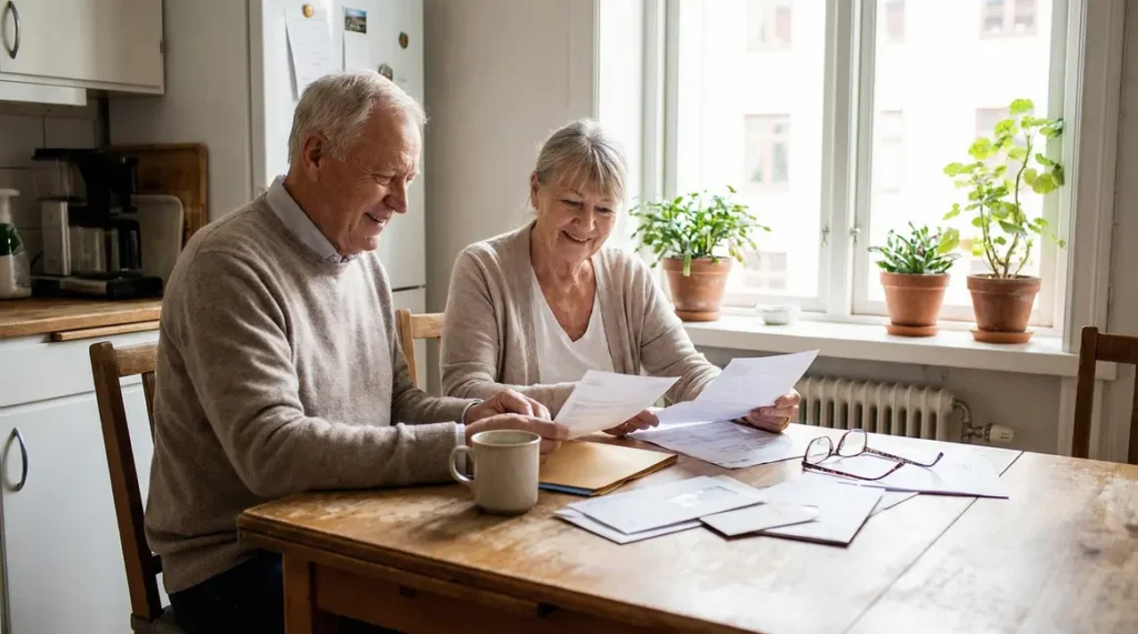 Senior consulte dossier ASPA APL dans son logement
