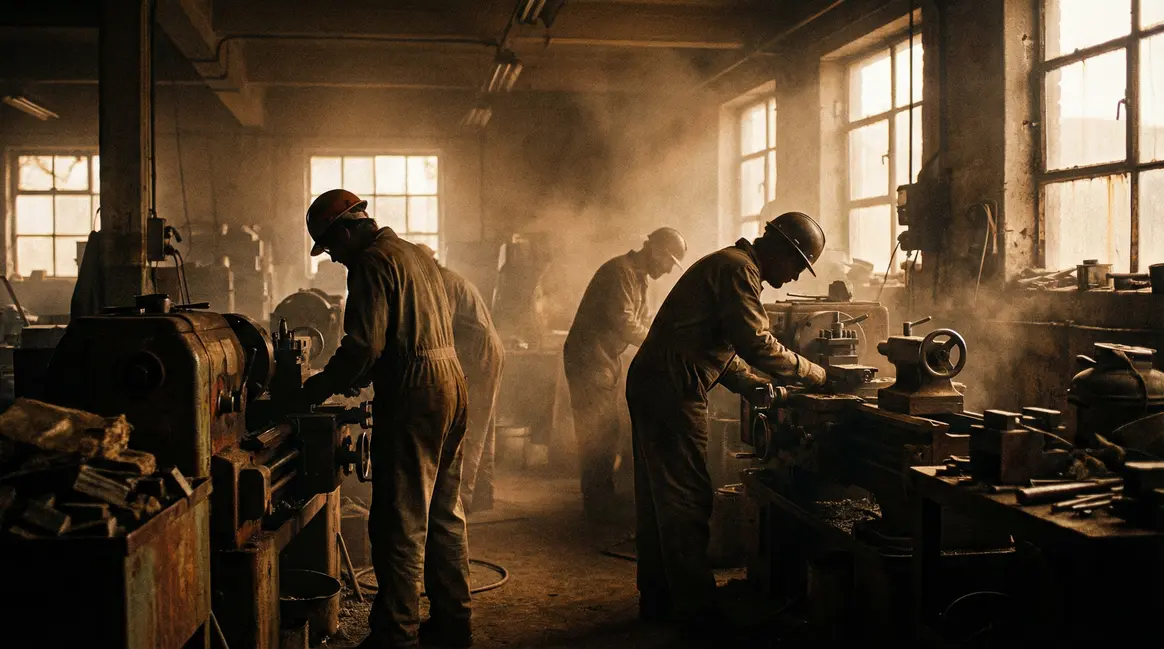 atelier industriel avec amiante en 1970