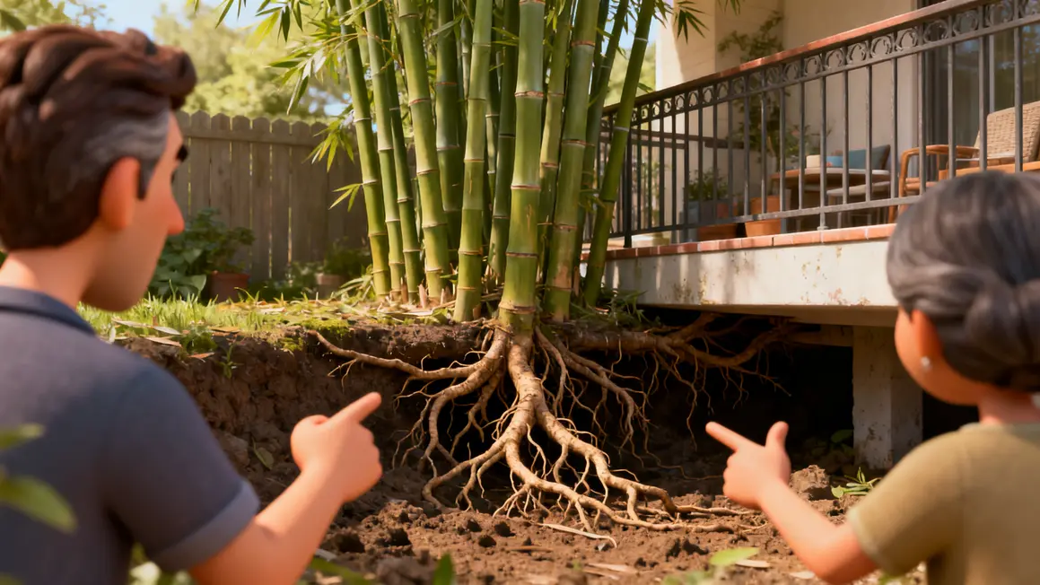 Bambou racines invasives sous terrasse et cloture