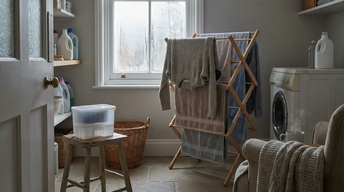 buanderie hiver linge étendoir absorbeur humidité Action