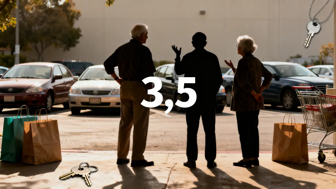 Seniors devant voitures occasion avec chiffre clé 2026