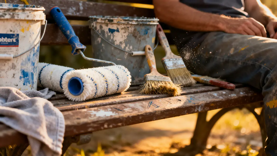 materiel peinture rouleaux pinceaux seaux