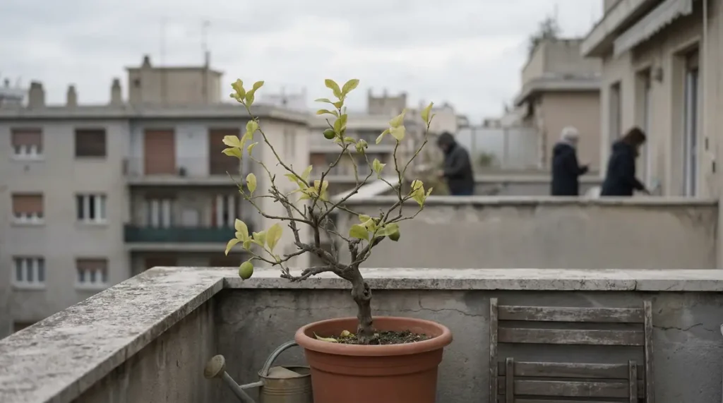 citronnier pot sur balcon debut printemps