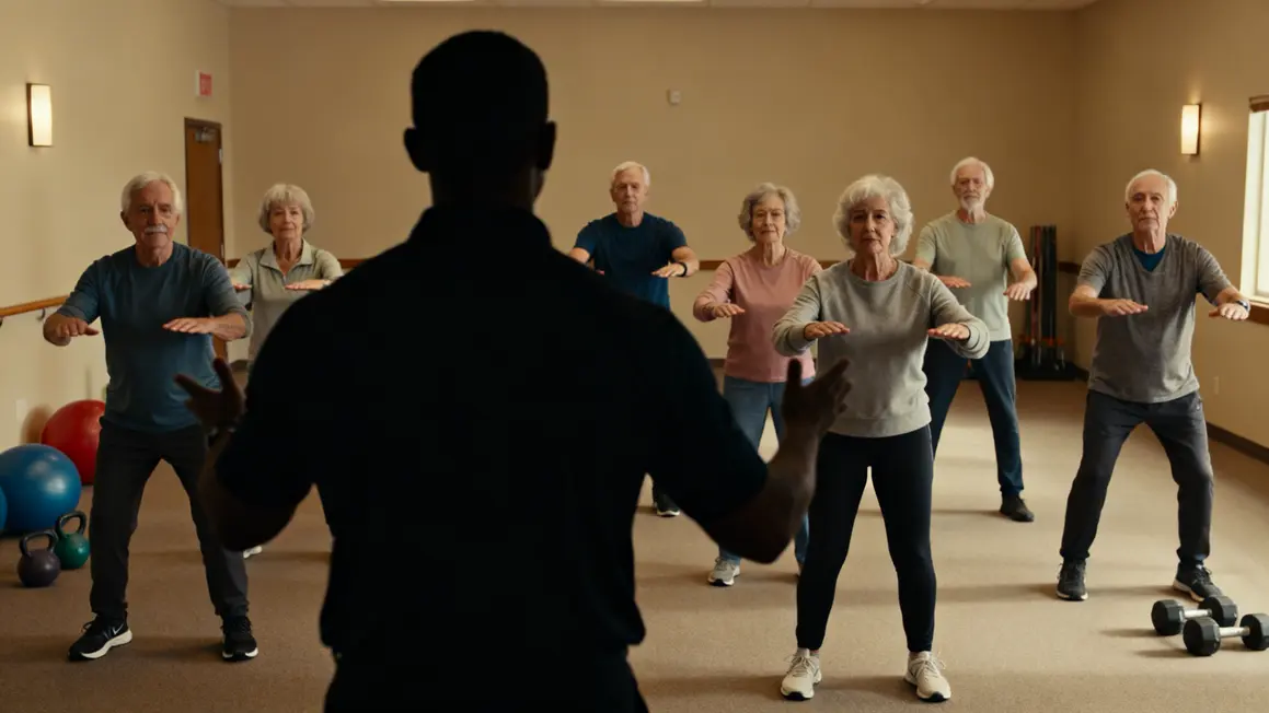 coach sportif invite seniors exercice doux