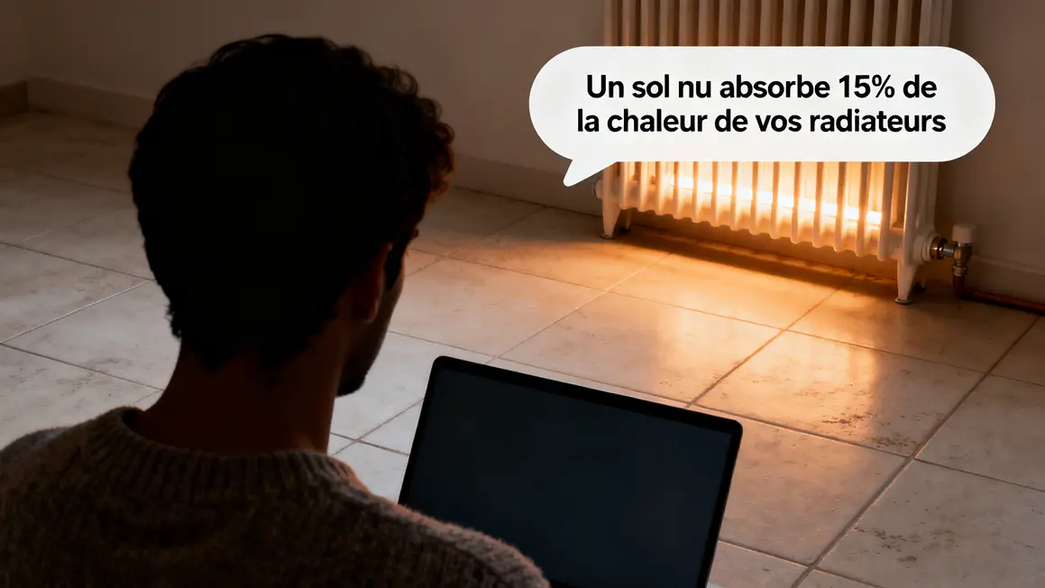 Cuisine moderne sol froid radiateur chauffe sans effet